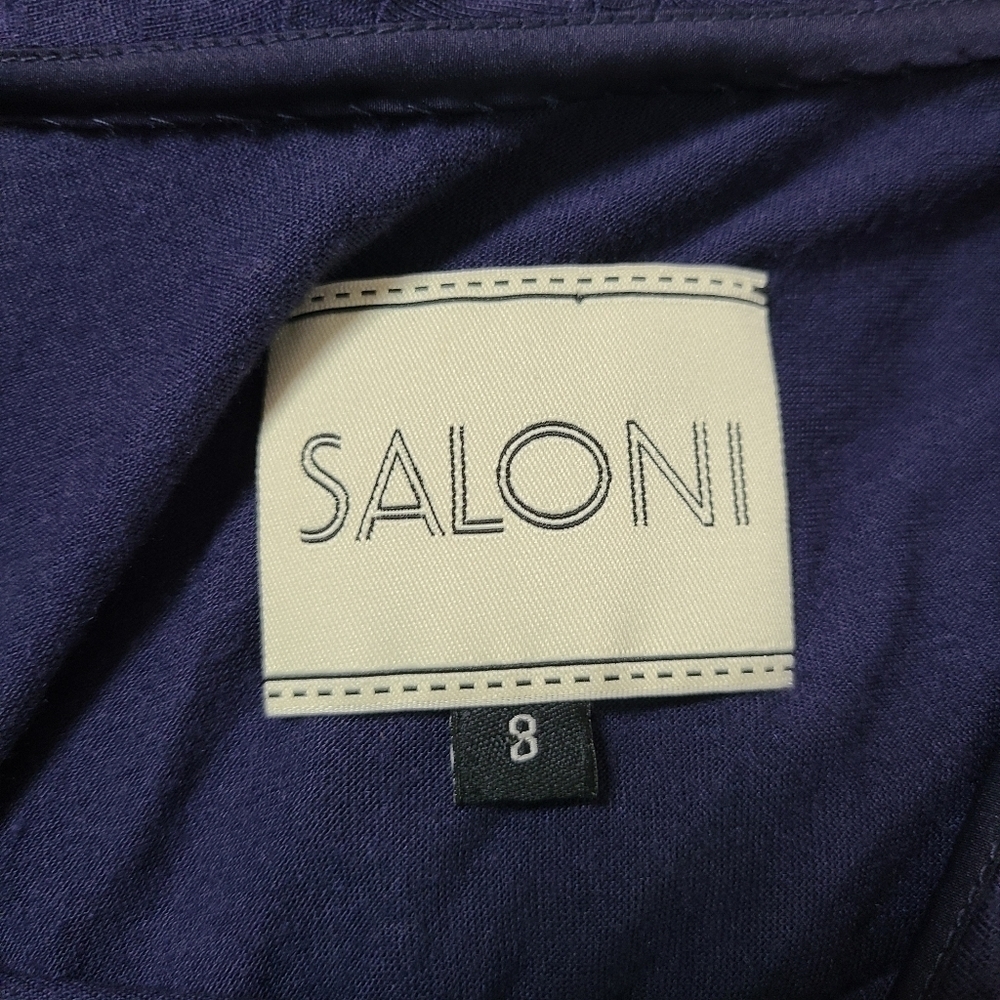 SALONI Size 8 Navy Draped Pleated Top Dress - Picture 4 of 4